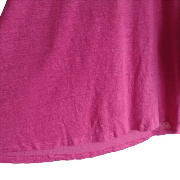 Chicos Pink Linen Top XL 3 Relaxed Fit Puff Sleeve Lightweight Fuschia Blouse - Picture 4 of 8